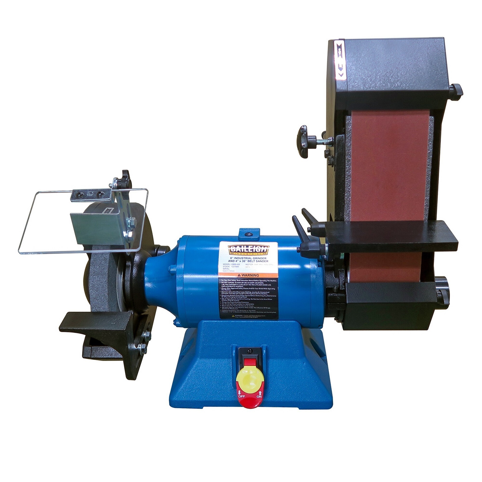 Baileigh, Bench Grinder, Belt Length 8 in, Belt Width 8 in, Model# IGBB-436